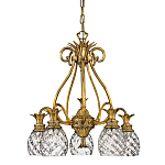 Люстра цвета латунь с 5-ю плафонами из рельефного стекла в форме ананаса Hinkley варинант исполнения - 1 | Loft Concept в Липецке