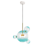Подвесной светильник с прозрачными бирюзовыми стеклянными шарами и золотыми деталями Диаметр 43 Giopato & Coombes варинант исполнения - 1 | Loft Concept в Липецке