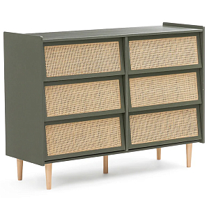 Комод с 6-ю ящиками из плетеного ротанга Remi Green Wicker Furniture