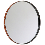 Зеркало овальное в металлической раме с кожаной отделкой Loft in Reflection варинант исполнения - 1 | Loft Concept в Липецке