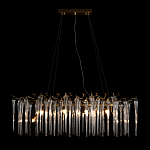 Люстра подвесная прямоугольная с бронзовыми акцентами и прозрачными стеклянными каплями Droplet Chandelier варинант исполнения - 2 | Loft Concept в Липецке