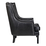 Кресло из натуральной кожи на 4-х деревянных ножках из массива бука Daniel Leather Armchair black варинант исполнения - 2 | Loft Concept в Липецке