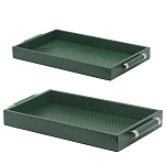 Комплект из двух прямоугольных подносов зеленого цвета Serpent варинант исполнения - 2 | Loft Concept в Липецке