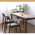 Стул деревянный с мягким сиденьем из черной натуральной кожи Moon Walnut Furniture варинант исполнения - 1 | Loft Concept в Липецке