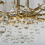 Потолочная люстра в виде ветвей деревьев золотого цвета с прозрачными подвесками-каплями Droplet Chandelier варинант исполнения - 5 | Loft Concept в Липецке