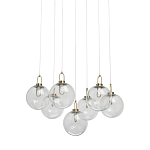 Люстра с 7-ю плафонами из прозрачного стекла в форме шара Orb Cascade  варинант исполнения - 1 | Loft Concept в Липецке
