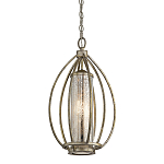 Подвесной светильник овальной формы с цилиндрическим плафоном в цвете сусальное серебро Kichler варинант исполнения - 1 | Loft Concept в Липецке