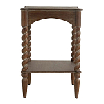 Приставной столик деревянный с резными ножками и нижней полкой Vintage Side Table Brown Wood варинант исполнения - 3 | Loft Concept в Липецке