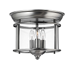 Потолочный светильник в форме фонаря с прозрачным цилиндрическим плафоном и тремя лампами в форме свечей Hinkley варинант исполнения - 1 | Loft Concept в Липецке