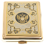 Портсигар на 20 сигарет с гравюрой Герба РФ в подарочной коробке Metal Cigarettes Cases варинант исполнения - 1 | Loft Concept в Липецке