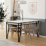 Стол обеденный с прямоугольной столешницей пыльного белого цвета на 4-х металлических ножках PAL ANCIENT WHITE варинант исполнения - 3 | Loft Concept в Липецке