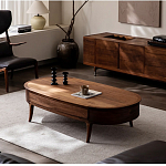 Кофейный стол овальный из дерева с 2-мя ящиками Coffee Walnut Table варинант исполнения - 1 | Loft Concept в Липецке