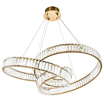 Подвесная люстра в виде изогнутых колец с хрустальным декором Ring Horizontal Oculus Gold Light Chandelier варинант исполнения - 3 | Loft Concept в Липецке