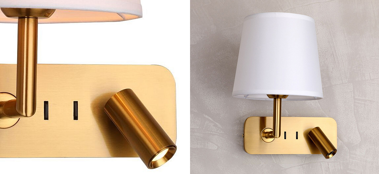 Бра с абажуром Trumpet Lamp Brass 2 лампы Бра с абажуром Trumpet Lamp Brass 2 лампы - Loft-Concept в Липецке