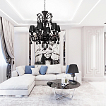 Люстра подвесная с плиссированными абажурами и множеством подвесок черного цвета Диаметр 62 см Lustre Reverie варинант исполнения - 4 | Loft Concept в Липецке