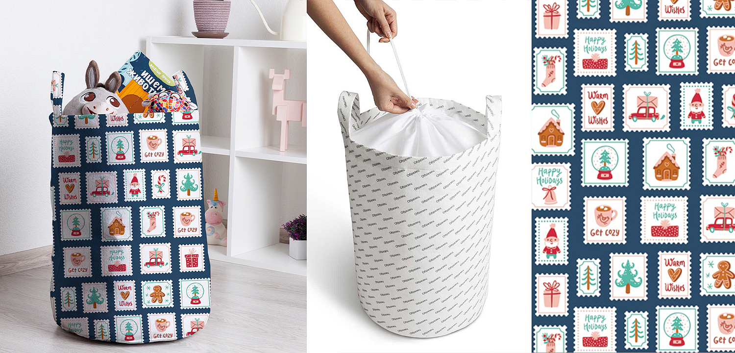 Корзина New Year Postage Stamps Basket Корзина New Year Postage Stamps Basket - Loft-Concept в Липецке