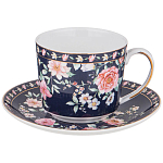 Чайный сервиз из фарфора синий на 6 персон 14 предметов Flower Porcelain Collection варинант исполнения - 2 | Loft Concept в Липецке