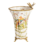 Ваза из фарфора с бронзовой стрекозой  Paradise Dragonfly варинант исполнения - 6 | Loft Concept в Липецке