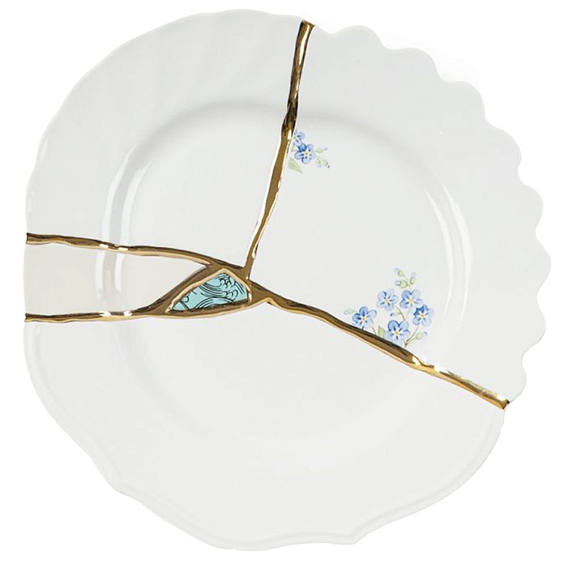 Десертная тарелка Seletti Kintsugi Белый Золотой Десертная тарелка Seletti Kintsugi Белый Золотой в Липецке | Loft Concept
