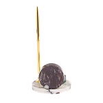 Часы настольные с шариковой металлической ручкой из натурального камня Stone Clock варинант исполнения - 3 | Loft Concept в Липецке