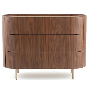 Комод округлой формы с тремя ящиками Walnut and Leather