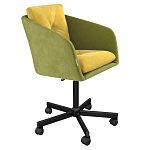 Стул с мягкой обивкой из велюра и подъемно-поворотным механизмом на колесиках Mason Green and Yellow варинант исполнения - 1 | Loft Concept в Липецке