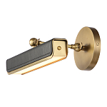 Светильник для картин цвет винтажная латунь с прямоугольным плафоном из кожи черного цвета Alora варинант исполнения - 4 | Loft Concept в Липецке