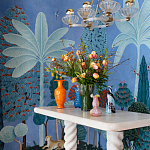 Обои ручная роспись Malwa Special Colourway on blue painted Xuan paper варинант исполнения - 1 | Loft Concept в Липецке