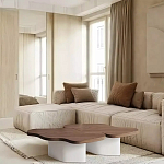 Дизайнерский журнальный стол с фигурной столешницей на белом основании Holarisex варинант исполнения - 1 | Loft Concept в Липецке