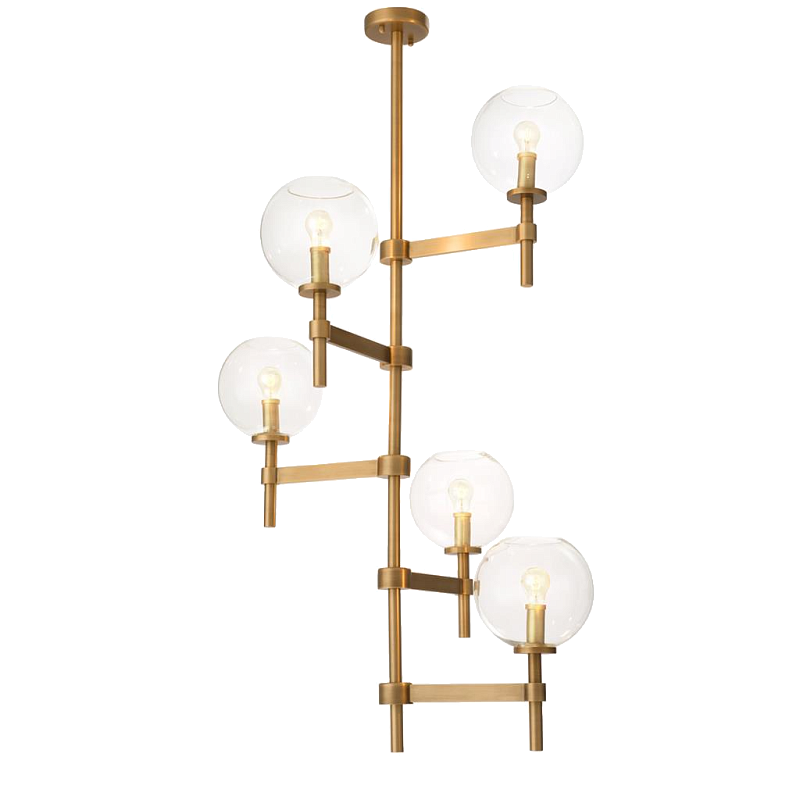 Люстра Chandelier Jade Cascade Латунь Античная полированная Прозрачное Стекло Люстра Chandelier Jade Cascade Латунь Античная полированная Прозрачное Стекло в Липецке | Loft Concept