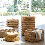 Плетеная корзина с крышкой из плетеного бананового дерева Zuwena Wicker Basket варинант исполнения - 6 | Loft Concept в Липецке