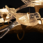 Люстра подвесная с прозрачными стеклянными птичками на ветвях Диаметр 80 см Serip Voa варинант исполнения - 10 | Loft Concept в Липецке