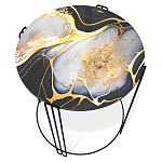 Стол журнальный круглый со столешницей из стекла Gold and Black Marble варинант исполнения - 2 | Loft Concept в Липецке