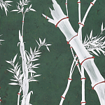 Обои ручная роспись Bamboo Argent on Edo Green painted silk варинант исполнения - 2 | Loft Concept в Липецке