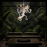 Люстра с тремя фигурами обезьян с лампочками в руках белого цвета Hanging Monkey варинант исполнения - 10 | Loft Concept в Липецке