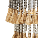 Подвесной светильник двухъярусный с декором из круглых деревянных бусин с кисточками Gray Brown Wooden Beads Chandelier варинант исполнения - 1 | Loft Concept в Липецке