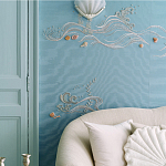 Обои с вышивкой ручной работы Amami Waves Moonbeam colourway on silk moire варинант исполнения - 2 | Loft Concept в Липецке