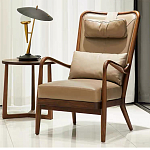 Кресло c каркасом из массива дерева и с мягким подголовником Walnut Armchair варинант исполнения - 1 | Loft Concept в Липецке