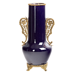 Ваза темно-синяя фарфоровая с бронзовыми ручками и ножками Eden Garden варинант исполнения - 1 | Loft Concept в Липецке