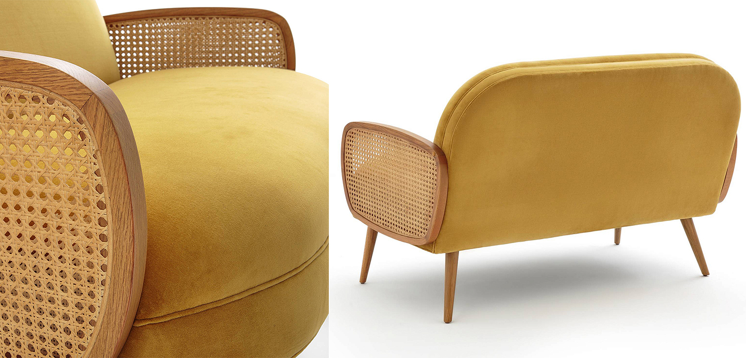 Диван Morten Wicker Sofa Горчичный Диван Morten Wicker Sofa Горчичный - Loft-Concept в Липецке