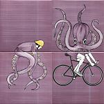 Плитка с узором Осьминог велосипедист варинант исполнения - 2 | Loft Concept в Липецке