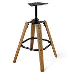 Барный стул со спинкой и металлической подставкой на 4-х деревянных ножках Синий Велюр Vendramin Chair варинант исполнения - 4 | Loft Concept в Липецке