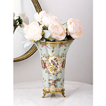 Ваза голубого цвета из фарфора с цветочным рисунком и бронзовой стрекозой Blue Garden варинант исполнения - 4 | Loft Concept в Липецке