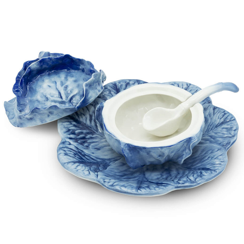 Супница SOUP BOWL CABBAGE W/PLATE D20 Blue Сапфирово-синий Супница SOUP BOWL CABBAGE W/PLATE D20 Blue Сапфирово-синий в Липецке | Loft Concept