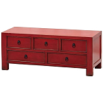 Деревянная ТВ-тумба с 5-ю выдвижными ящиками в китайском стиле красная Wei Chinese TV Stand варинант исполнения - 2 | Loft Concept в Липецке