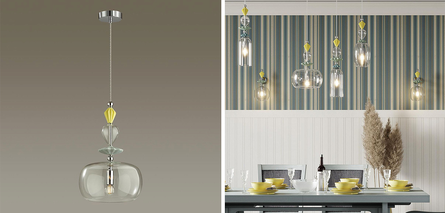 Подвесной светильник Iris Glas hanging lamp candy A chrome Подвесной светильник Iris Glas hanging lamp candy A chrome - Loft-Concept в Липецке