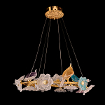 Люстра круглая на золотом каркасе с птичками и цветочным декором Miscellaneous herbs варинант исполнения - 2 | Loft Concept в Липецке