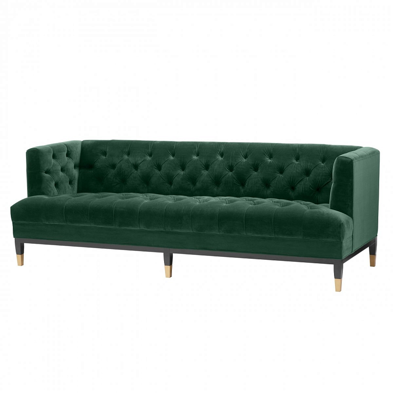 Диван Eichholtz Sofa Castelle dark green Зеленый Латунь Черный Диван Eichholtz Sofa Castelle dark green Зеленый Латунь Черный в Липецке | Loft Concept