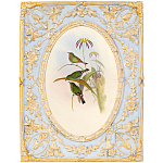 Декоративный постер с изображением птиц в раме с рельефным растительным узором Blooming Birds Poster варинант исполнения - 12 | Loft Concept в Липецке