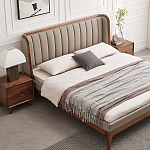 Кровать двуспальная с мягким изголовьем Moon Walnut Bed варинант исполнения - 1 | Loft Concept в Липецке